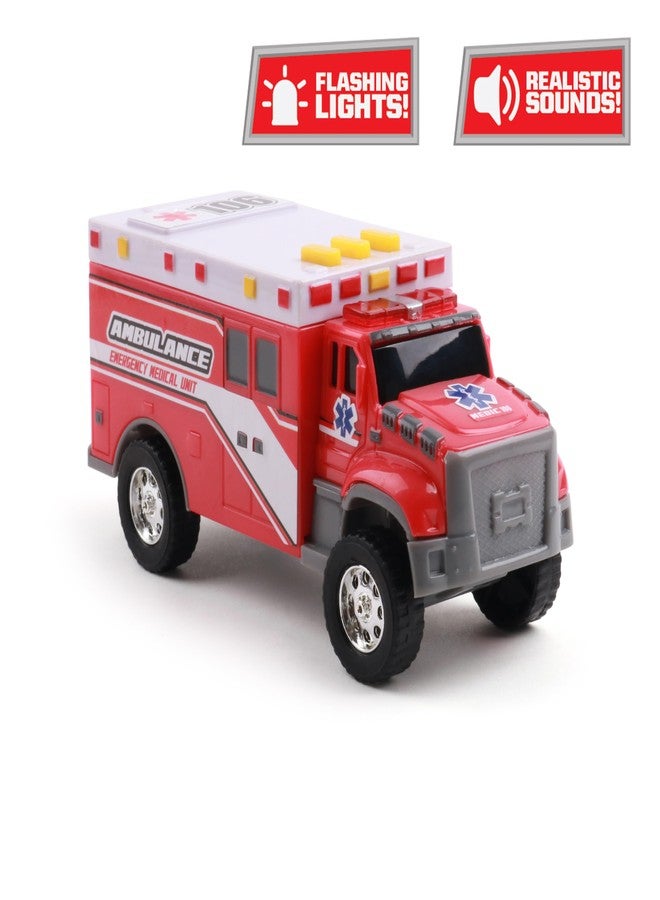 Mighty Fleet Toughest Minis 5" Tough Cab Ambulance Toy w/Lights & Sounds, Realistic Design & Batteries Included - Age 3+ - Image 2